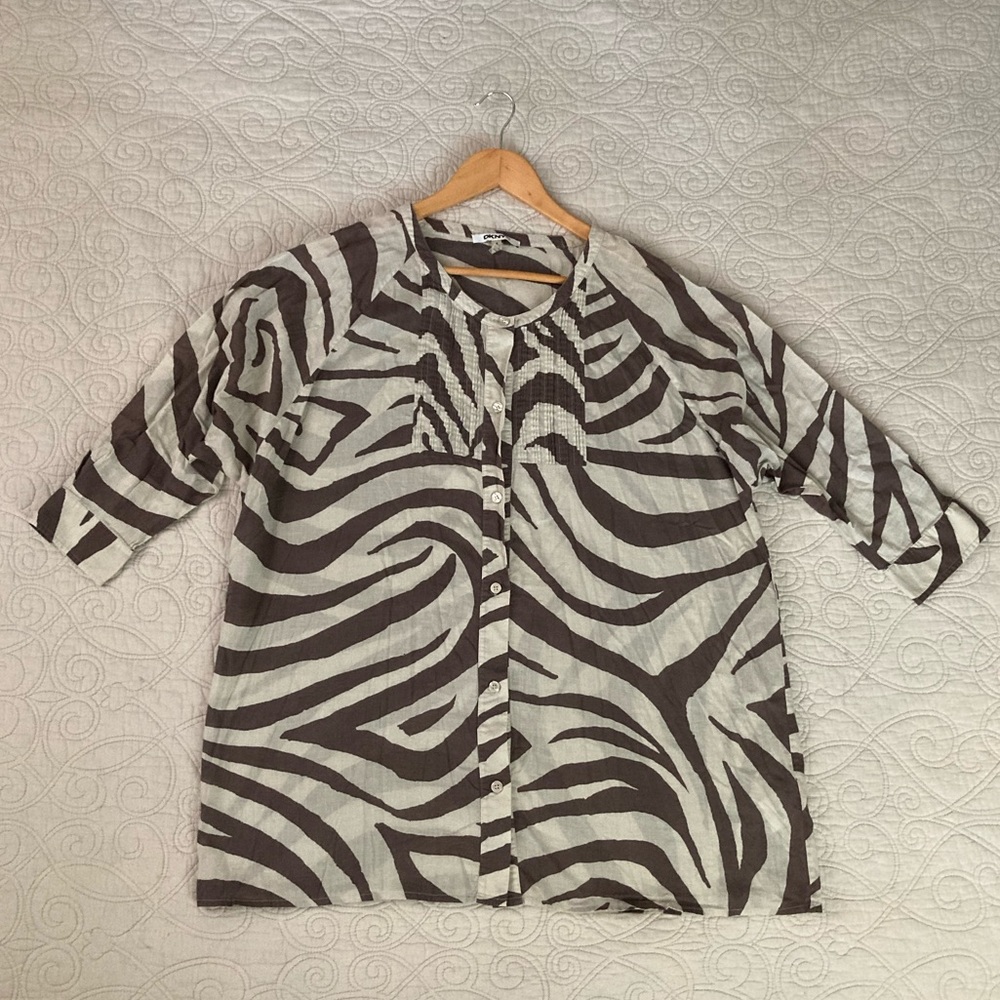 DKNY brown/cream zebra print shirt
